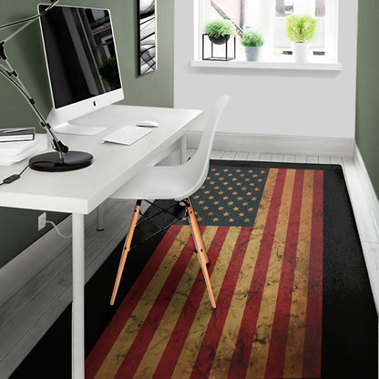 Vintage American Flag Print Area Rug
