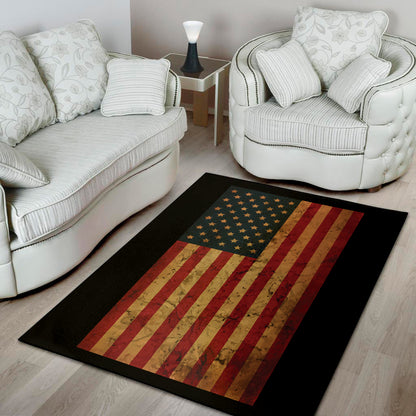 Vintage American Flag Print Area Rug