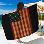 Vintage American Flag Print Beach Sarong Wrap