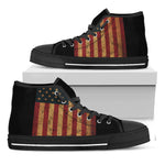 Vintage American Flag Print Black High Top Shoes
