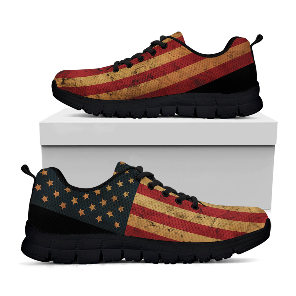 Vintage American Flag Print Black Sneakers