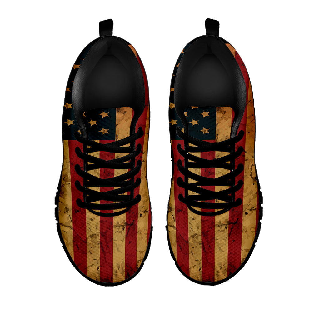 Vintage American Flag Print Black Sneakers