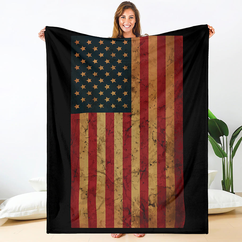 Vintage American Flag Print Blanket