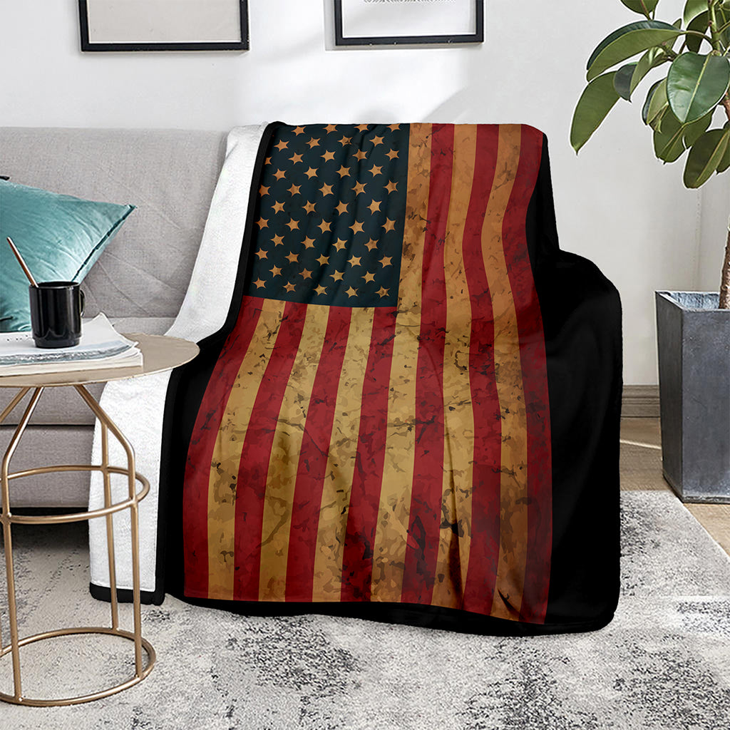 Vintage American Flag Print Blanket