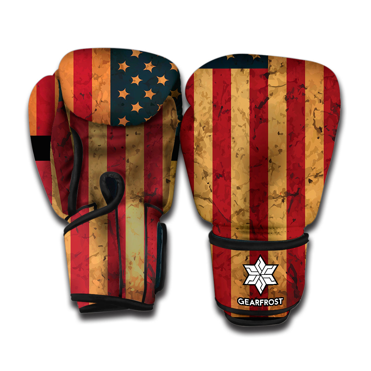 Vintage American Flag Print Boxing Gloves