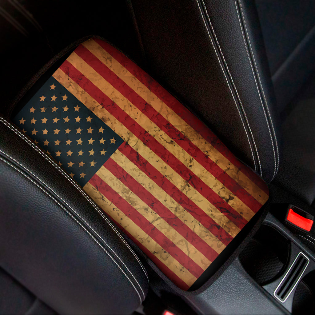 Vintage American Flag Print Car Center Console Cover