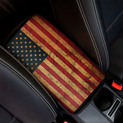 Vintage American Flag Print Car Center Console Cover