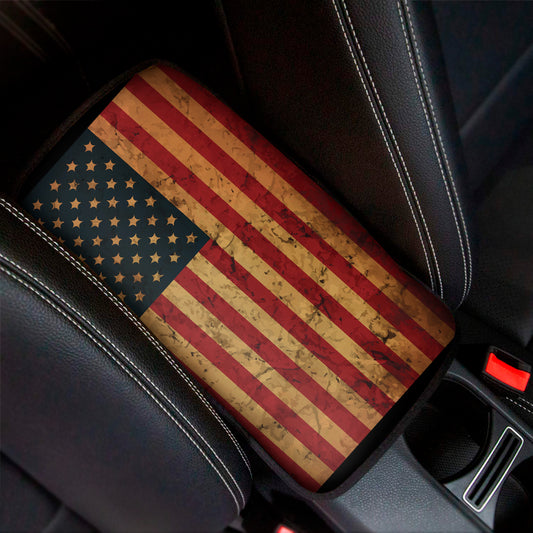 Vintage American Flag Print Car Center Console Cover