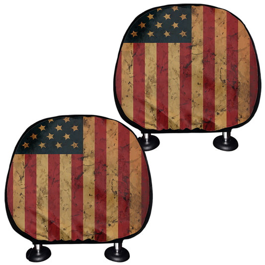 Vintage American Flag Print Car Headrest Covers