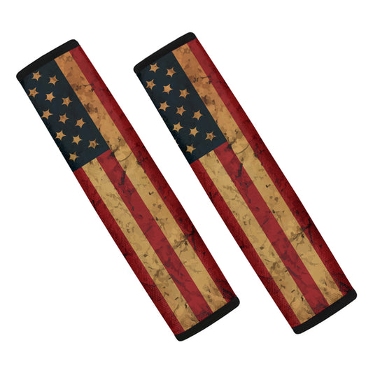Vintage American Flag Print Car Seat Belt Covers