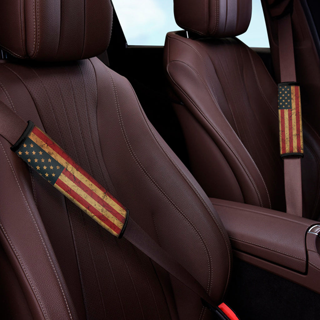 Vintage American Flag Print Car Seat Belt Covers