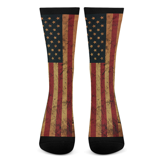 Vintage American Flag Print Crew Socks