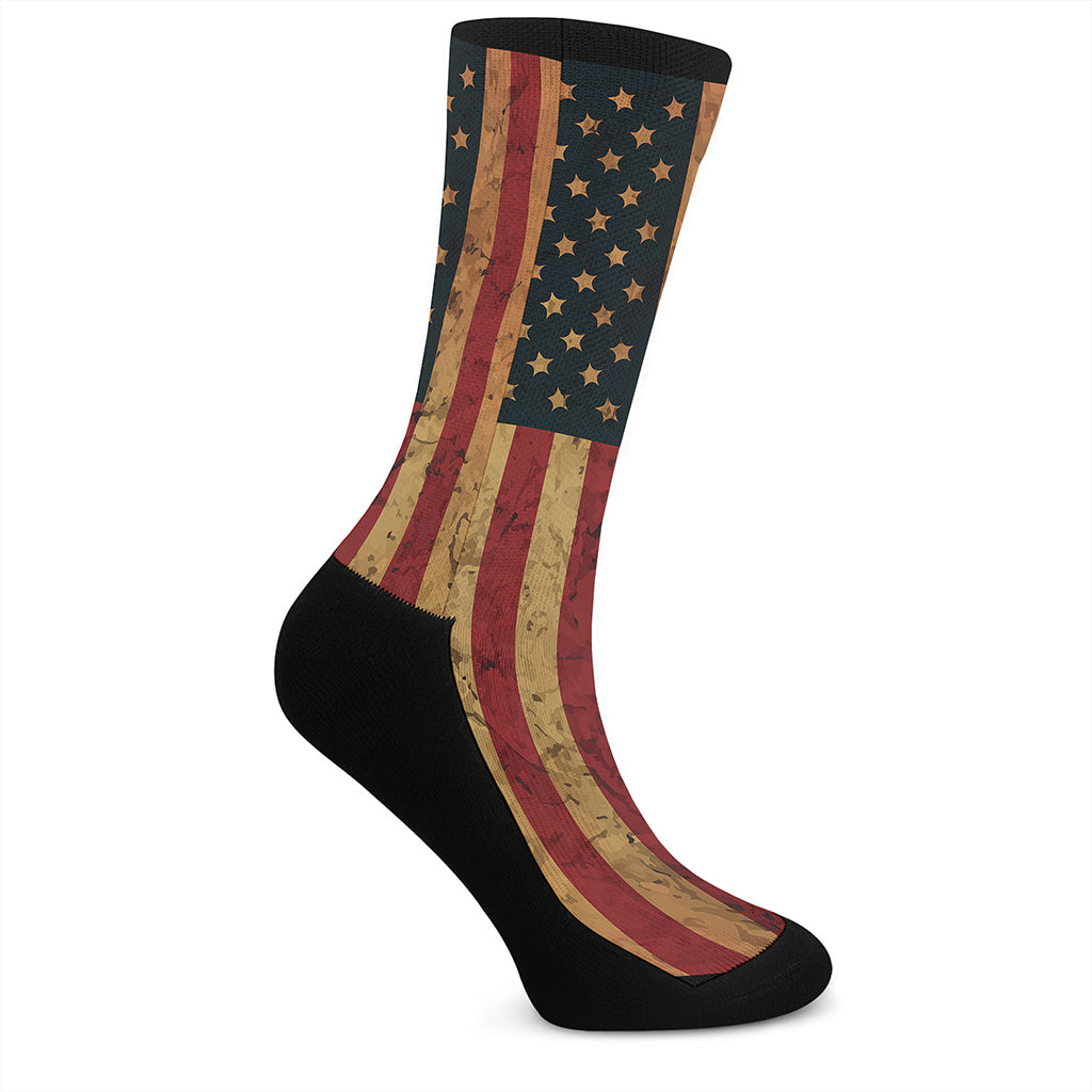 Vintage American Flag Print Crew Socks