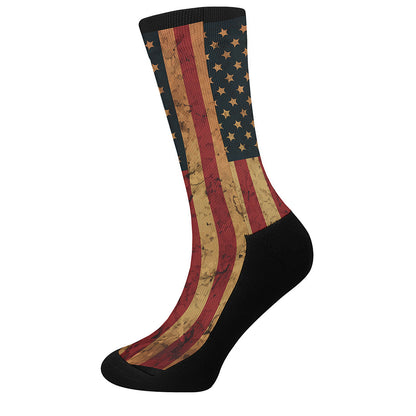Vintage American Flag Print Crew Socks