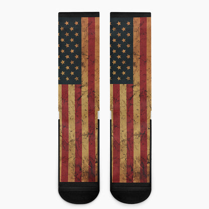Vintage American Flag Print Crew Socks