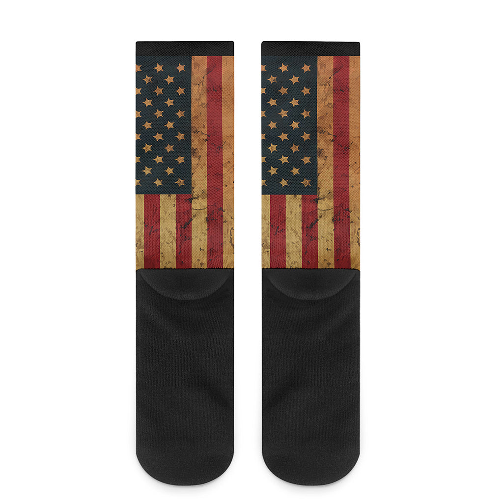 Vintage American Flag Print Crew Socks