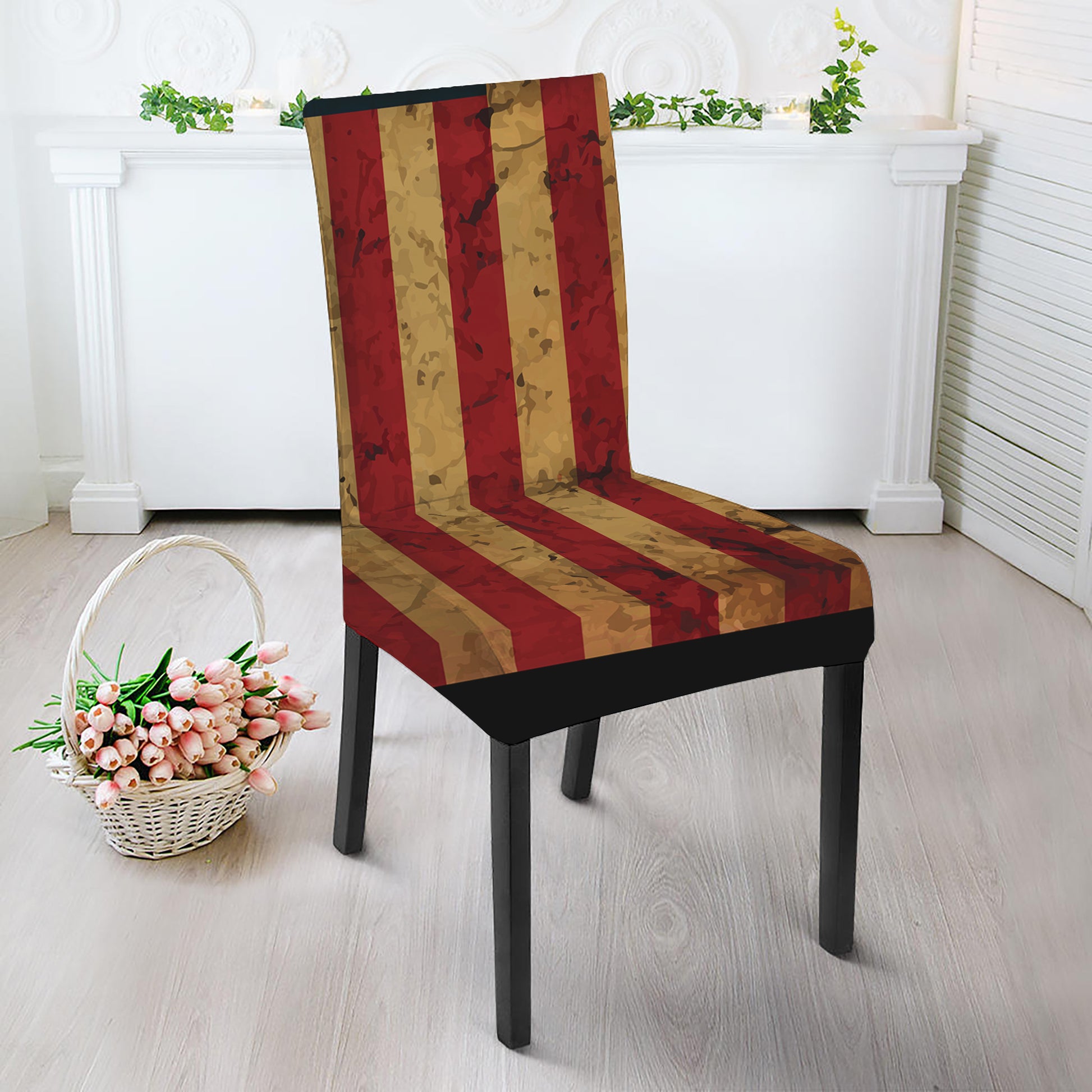 Vintage American Flag Print Dining Chair Slipcover