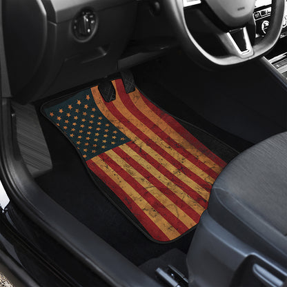 Vintage American Flag Print Front Car Floor Mats