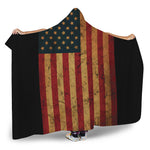 Vintage American Flag Print Hooded Blanket