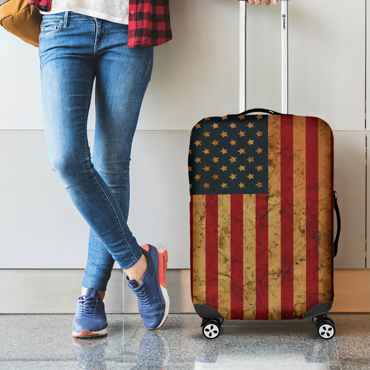 Vintage American Flag Print Luggage Cover
