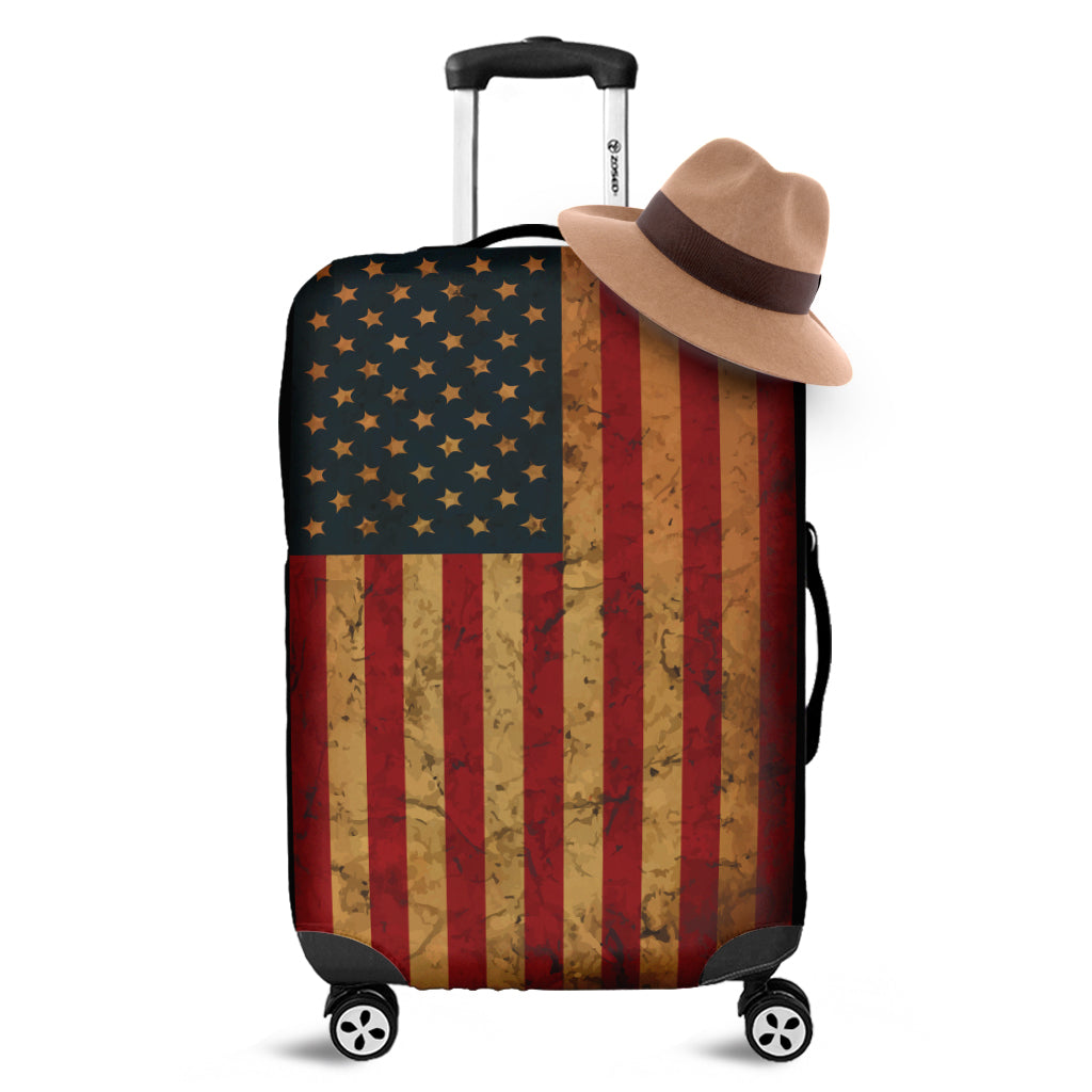 Vintage American Flag Print Luggage Cover