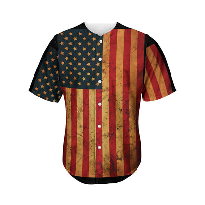 Vintage American Flag Print Men's Baseball Jersey