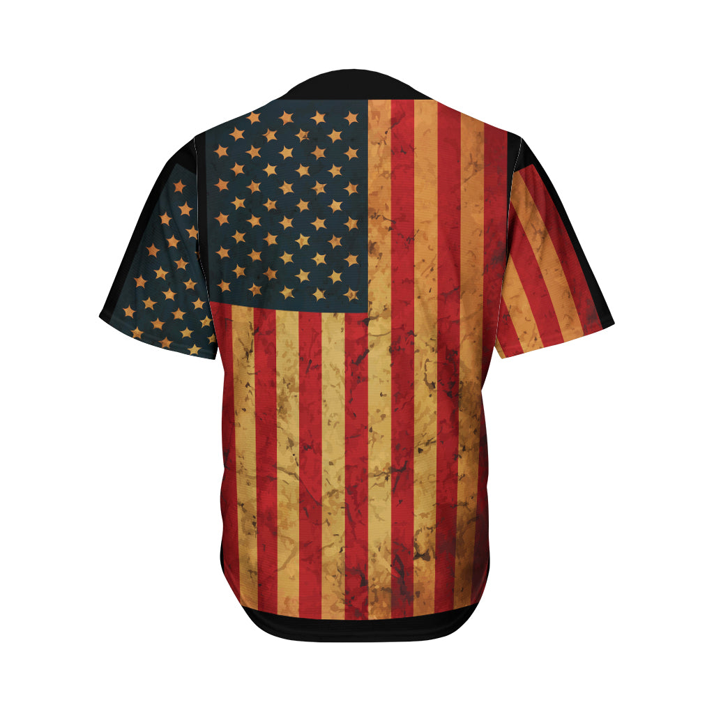 Vintage American Flag Print Men's Baseball Jersey