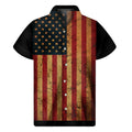 Vintage American Flag Print Men's Short Sleeve Shirt