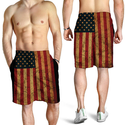 Vintage American Flag Print Men's Shorts