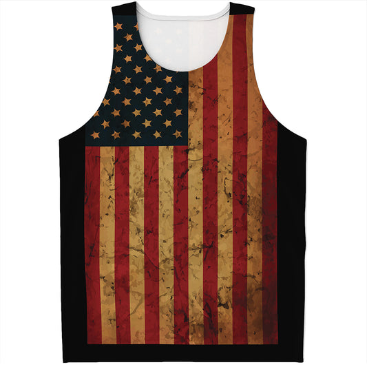 Vintage American Flag Print Men's Tank Top