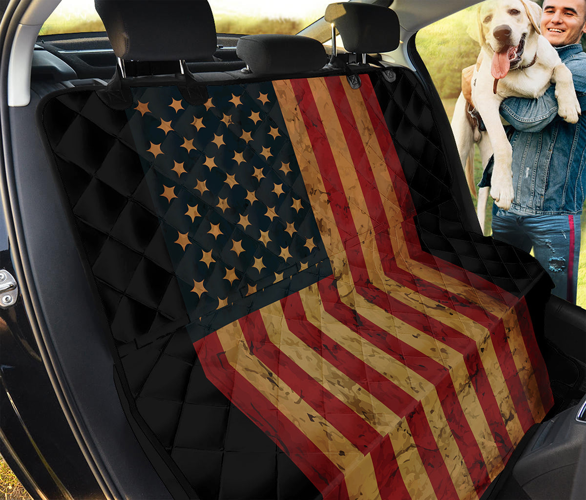 Vintage American Flag Print Pet Car Back Seat Cover
