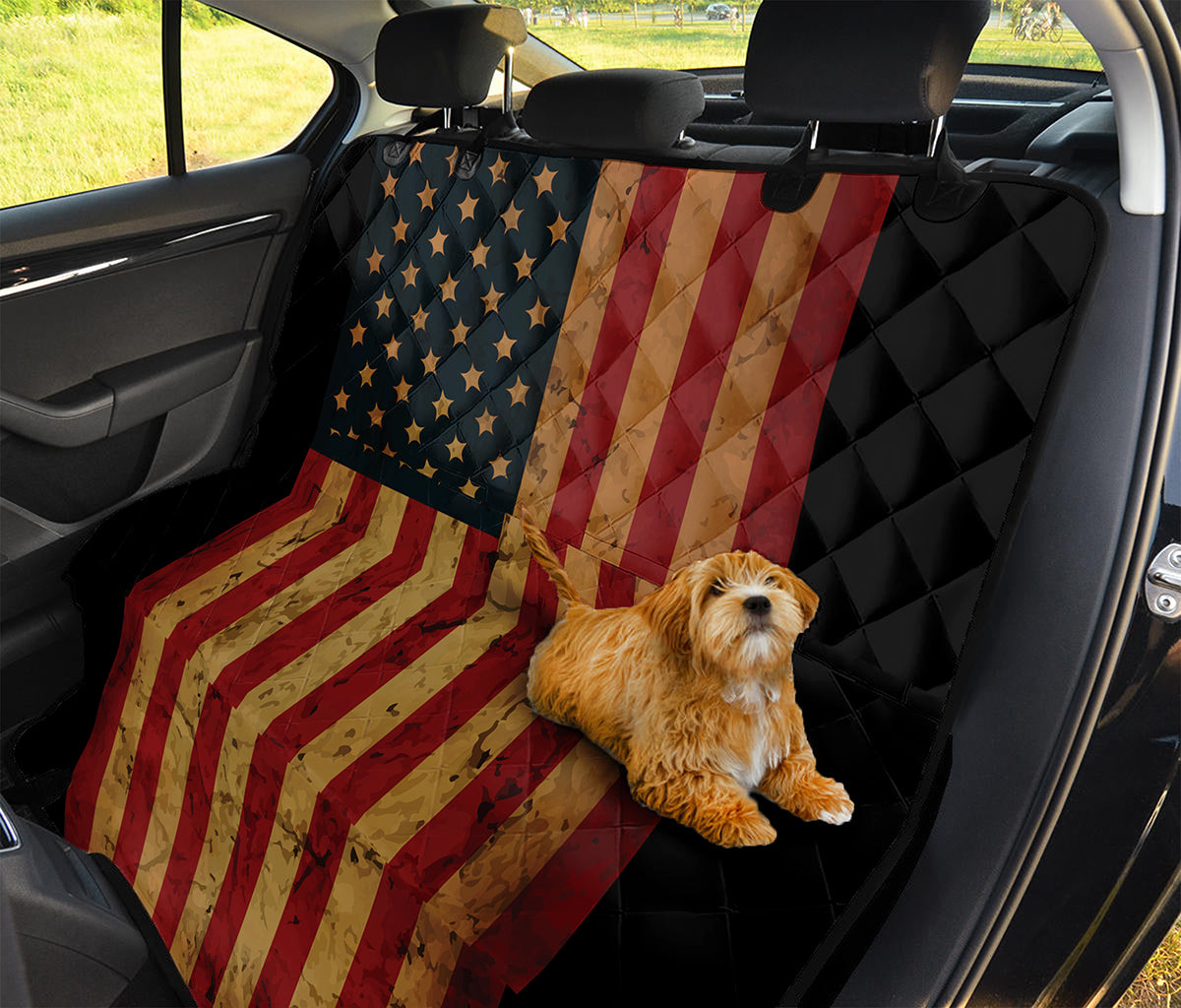 Vintage American Flag Print Pet Car Back Seat Cover
