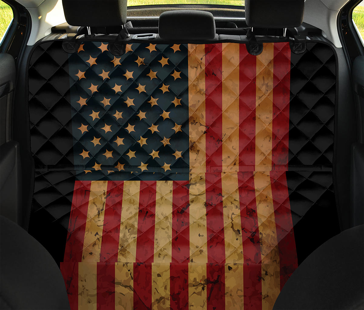Vintage American Flag Print Pet Car Back Seat Cover