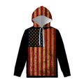 Vintage American Flag Print Pullover Hoodie
