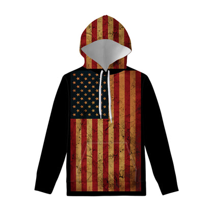Vintage American Flag Print Pullover Hoodie