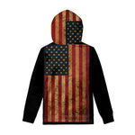 Vintage American Flag Print Pullover Hoodie