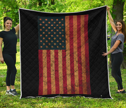Vintage American Flag Print Quilt