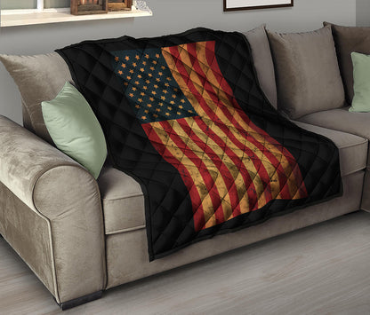 Vintage American Flag Print Quilt