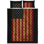 Vintage American Flag Print Quilt Bed Set