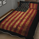 Vintage American Flag Print Quilt Bed Set