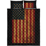 Vintage American Flag Print Quilt Bed Set