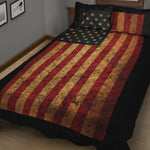 Vintage American Flag Print Quilt Bed Set