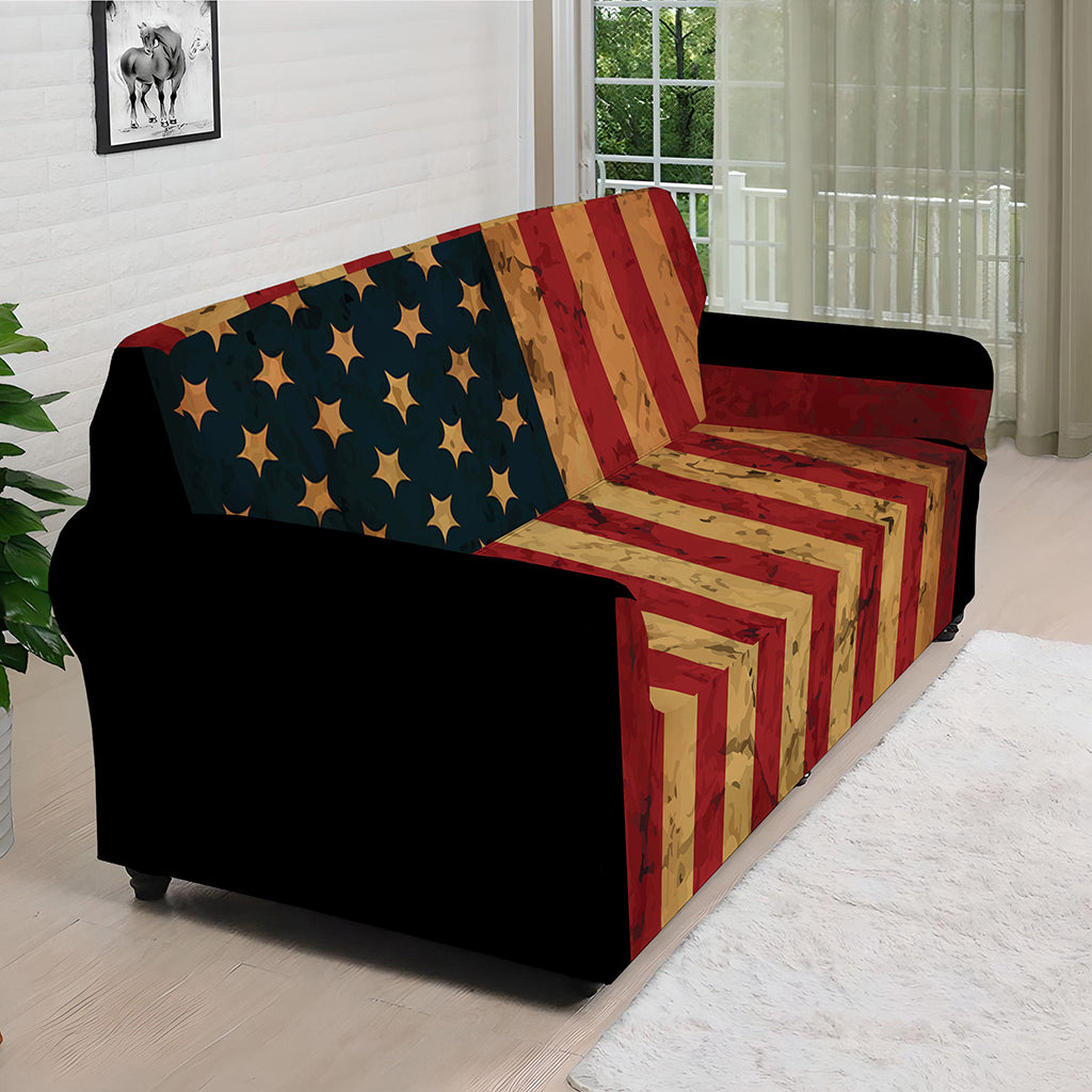 Vintage American Flag Print Sofa Cover