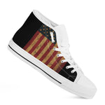 Vintage American Flag Print White High Top Shoes