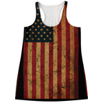 Vintage American Flag Print Women's Racerback Tank Top