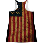 Vintage American Flag Print Women's Racerback Tank Top
