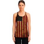 Vintage American Flag Print Women's Racerback Tank Top