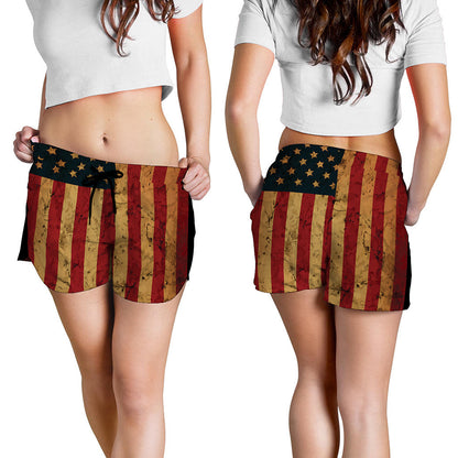 Vintage American Flag Print Women's Shorts
