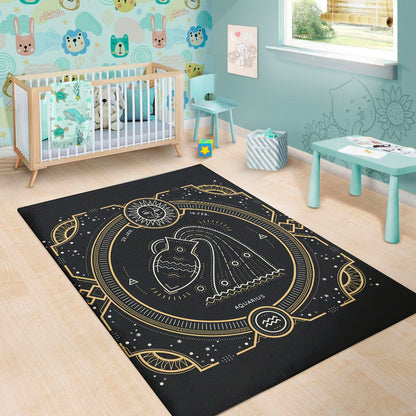 Vintage Aquarius Zodiac Sign Print Area Rug