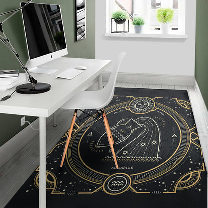 Vintage Aquarius Zodiac Sign Print Area Rug